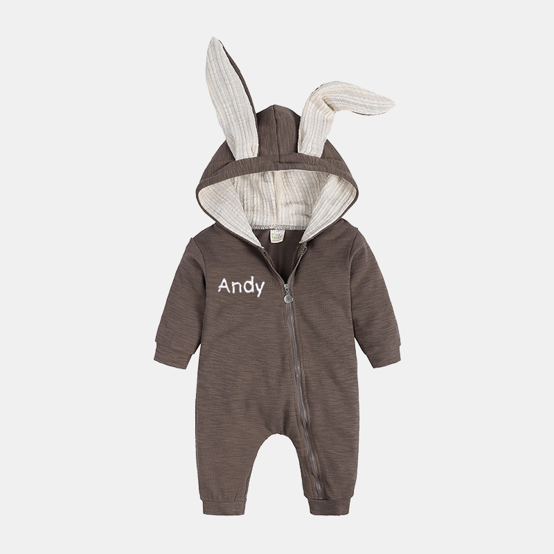 Personalized Embroidered Bunny Ear Baby Romper| Cloth121