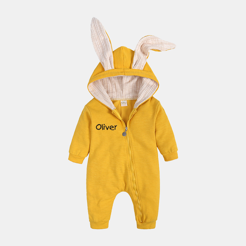 Personalized Embroidered Bunny Ear Baby Romper| Cloth121