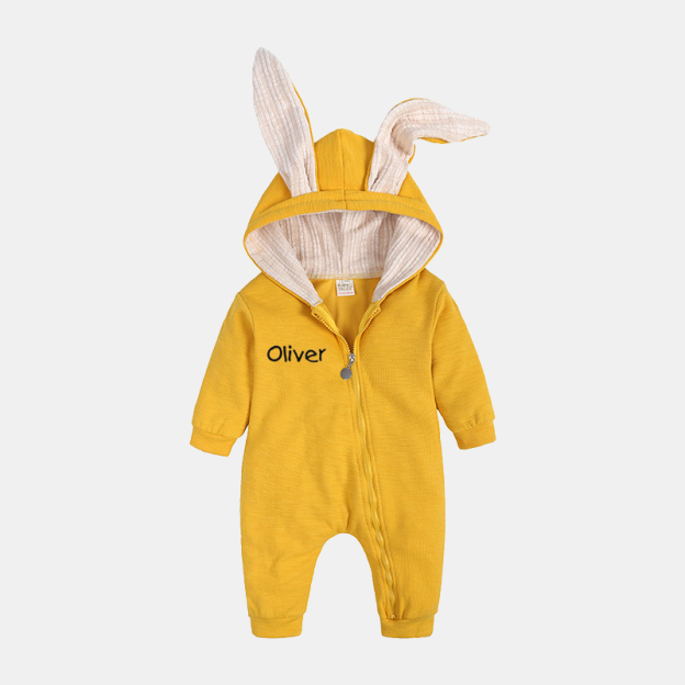 Personalized Embroidered Bunny Ear Baby Romper| Cloth121