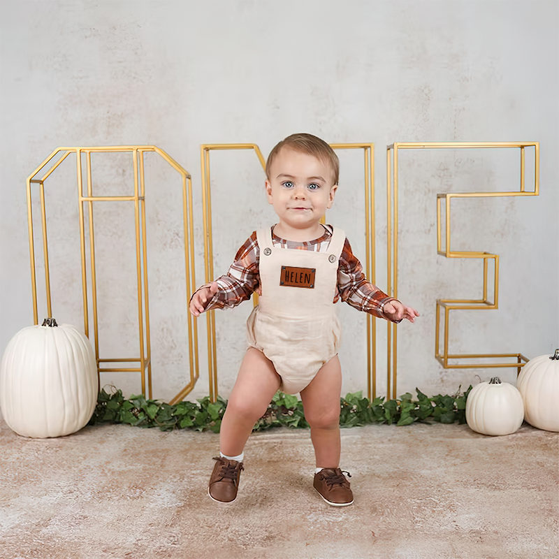 Personalized Leather Patch Baby overalls suspenders| BBCloth31