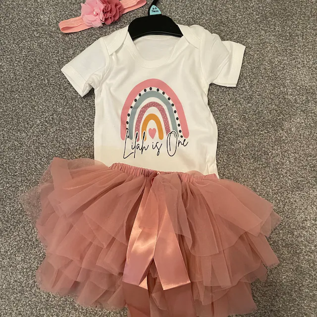 Personalized Baby Girls Birthday Tutu Skirt Headband| BBCloth06