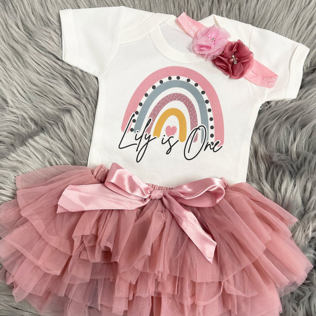 Personalized Baby Girls Birthday Tutu Skirt Headband| BBCloth06