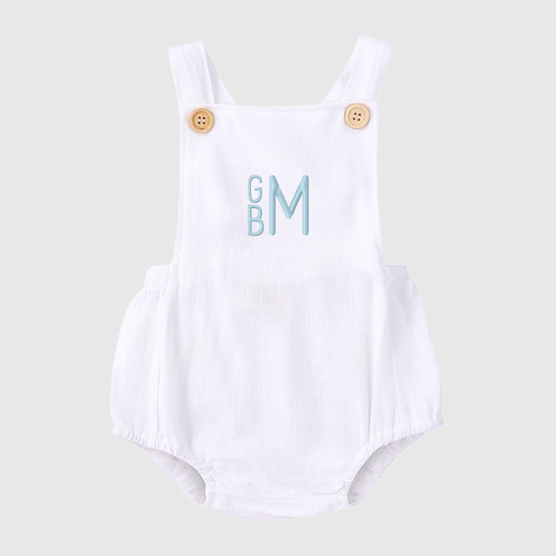 Personalized Baby embroidered unisex overalls suspenders Romper| BBcloth09