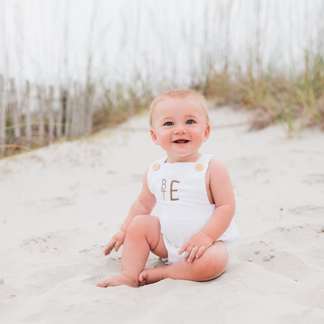 Personalized Baby embroidered unisex overalls suspenders Romper| BBcloth09