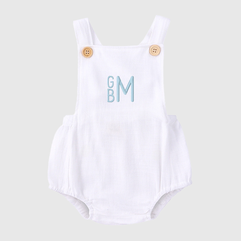 Personalized Baby embroidered unisex overalls suspenders Romper| BBcloth09