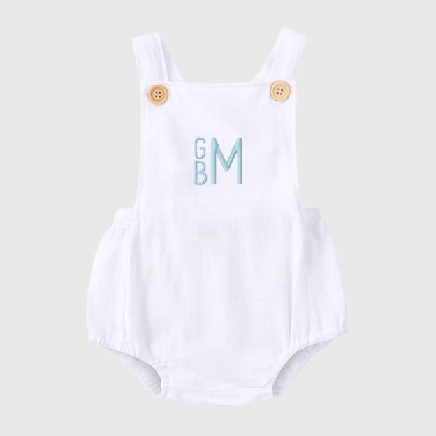 Personalized Baby embroidered unisex overalls suspenders Romper| BBcloth09