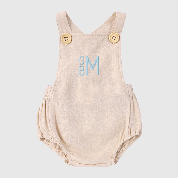 Personalized Baby embroidered unisex overalls suspenders Romper| BBcloth09