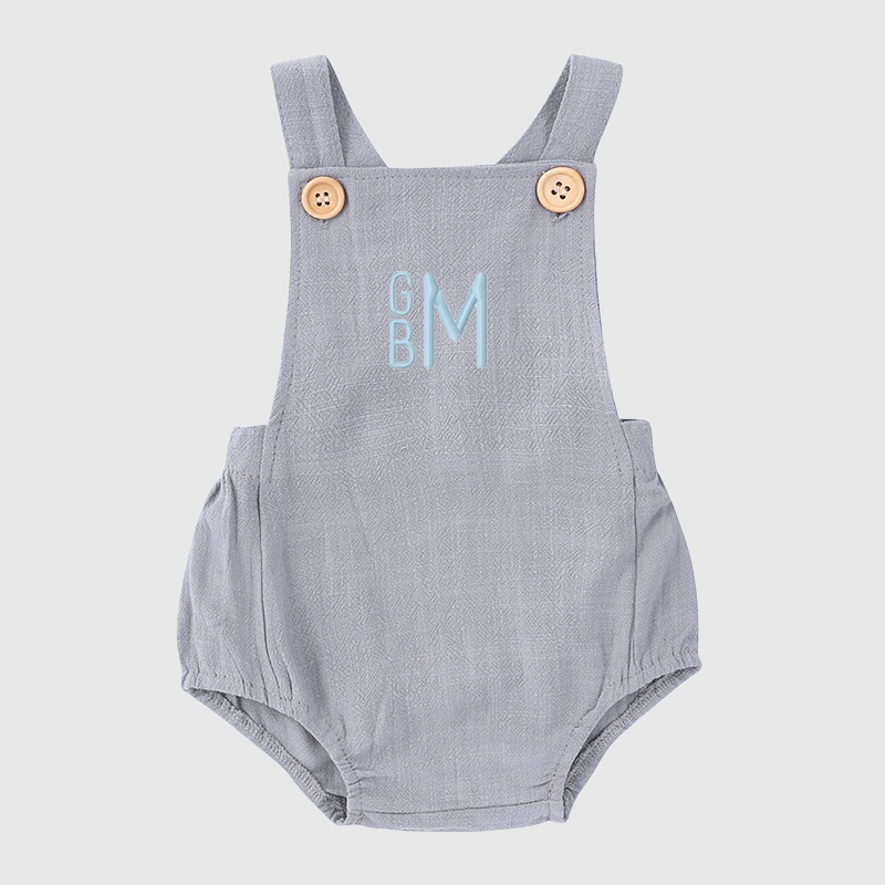 Personalized Baby embroidered unisex overalls suspenders Romper| BBcloth09