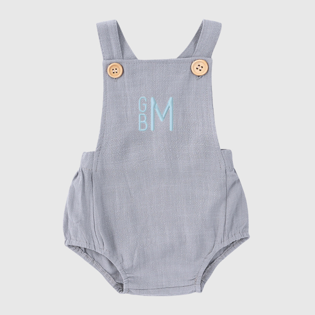Personalized Baby embroidered unisex overalls suspenders Romper| BBcloth09