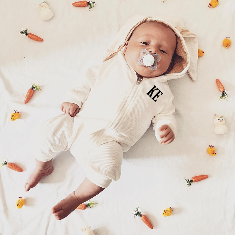 Personalized Kids Bunny Long Eared Romper Jumpsuit| Cloth104