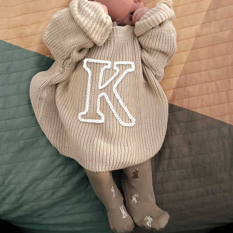Personalized Kids Initial Hand Embroidered Sweater| Cloth187