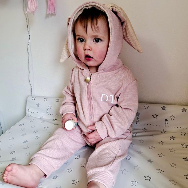 Personalized Kids Bunny Long Eared Romper Jumpsuit| Cloth104