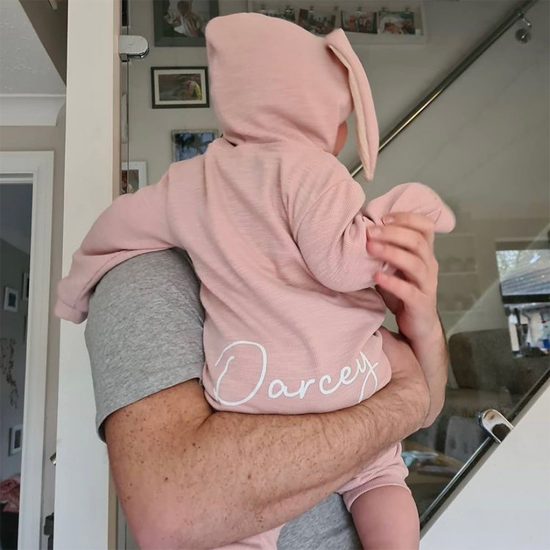 Personalized Kids Bunny Long Eared Romper Jumpsuit| Cloth104