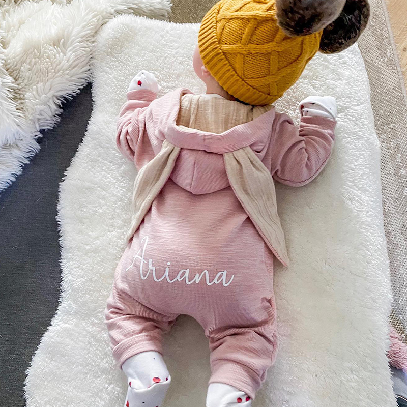 Personalized Kids Bunny Long Eared Romper Jumpsuit| Cloth104