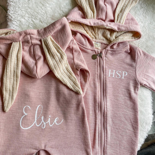 Personalized Kids Bunny Long Eared Romper Jumpsuit| Cloth104