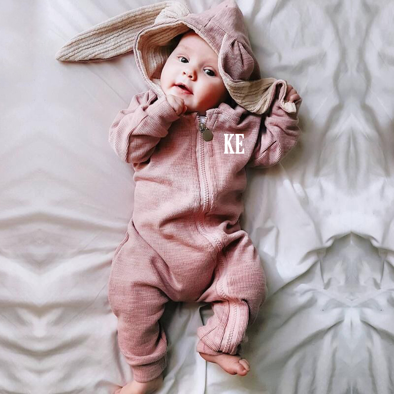 Personalized Kids Bunny Long Eared Romper Jumpsuit| Cloth104