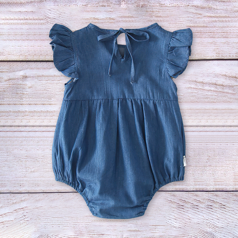 Personalized Girls Denim Bubble Romper| BBCloth34