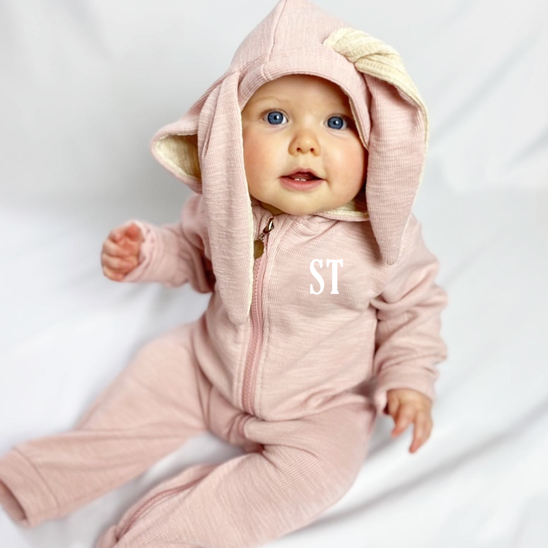 Personalized Kids Bunny Long Eared Romper Jumpsuit| Cloth104