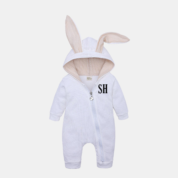 Personalized Kids Bunny Long Eared Romper Jumpsuit| Cloth104