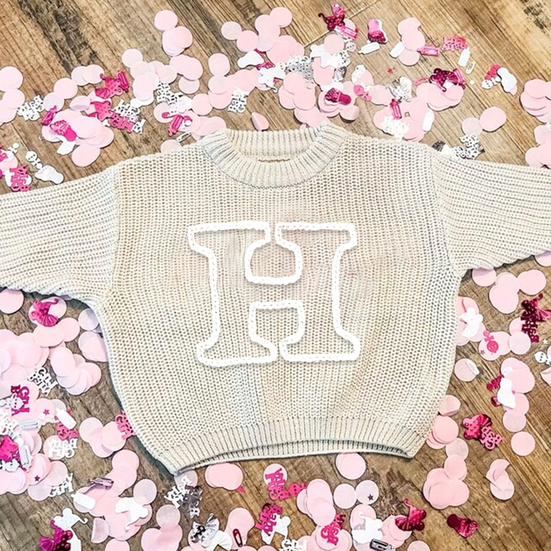 Personalized Kids Initial Hand Embroidered Sweater| Cloth187