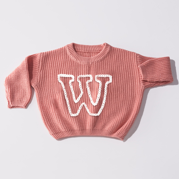 Personalized Kids Initial Hand Embroidered Sweater| Cloth187
