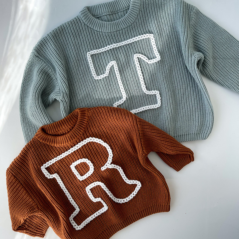 Personalized Kids Initial Hand Embroidered Sweater| Cloth187