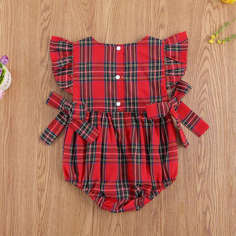 Personalized Girls Embroidered Newborn Plaid Romper| BBCloth35