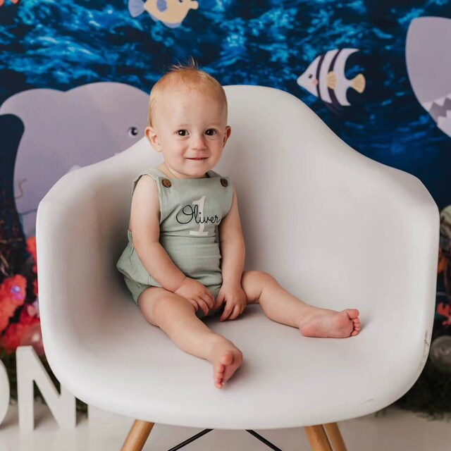 Personalized Baby unisex overalls suspenders Romper| BBcloth07