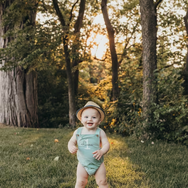 Personalized Baby unisex overalls suspenders Romper| BBcloth07