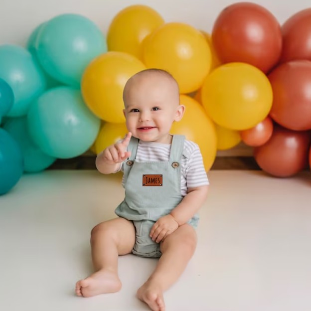 Personalized Leather Patch Baby overalls suspenders| BBCloth31