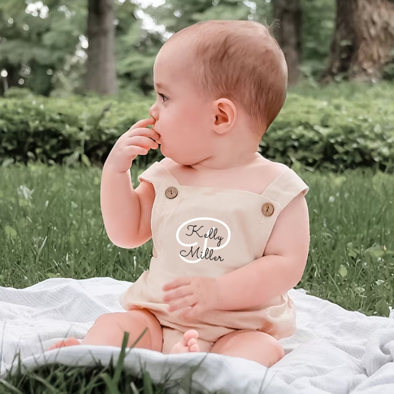 Personalized Baby cozy unisex overalls suspenders Romper| BBcloth10