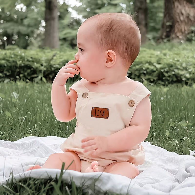 Personalized Leather Patch Baby overalls suspenders| BBCloth31