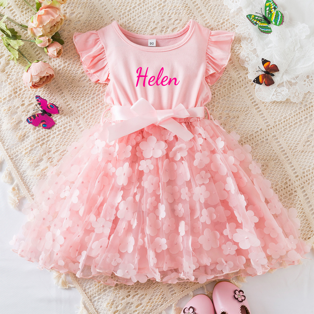 Personalized Girl Butterfly Mesh Birthday Dress| Dress22