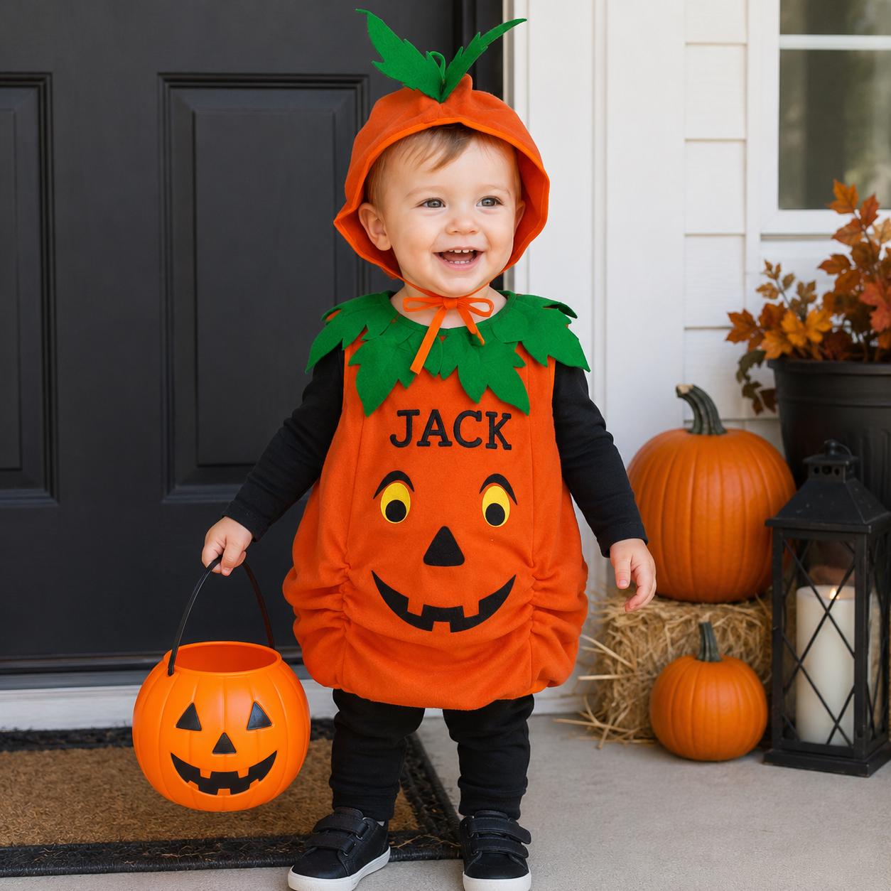 Personalized Kids Pumpkin Costume Halloween Outfit| YESHalloween17
