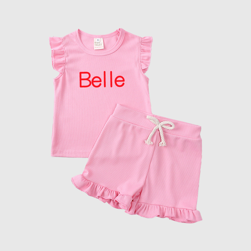 Personalized Girl Summer Ruffle T-Shirt and Shorts Set| Cloth231
