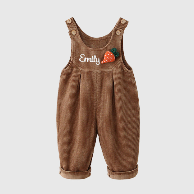 Personalized Kids Embroidered Corduroy Overalls| Pants26