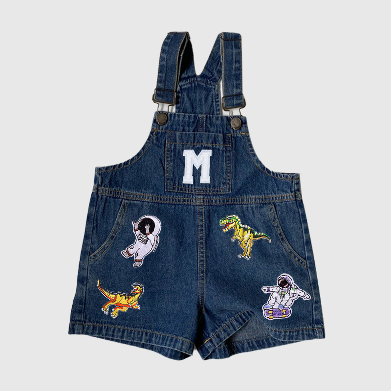 Personalized Kids Patch Denim Overalls| Pants23