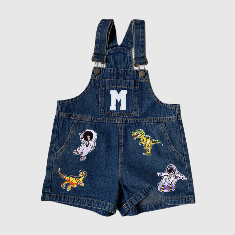 Personalized Kids Patch Denim Overalls| Pants23