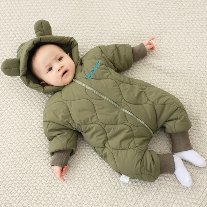 Personalized Baby Winter Embroidered Hooded Jumpsuit Coat| BBCloth72