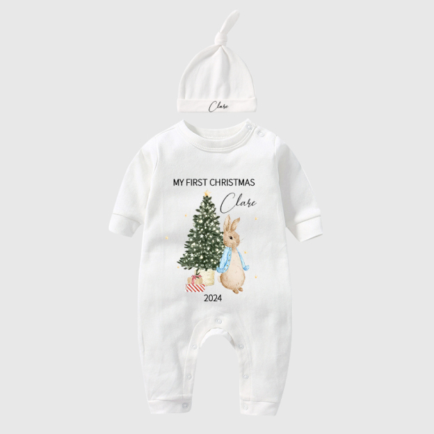 Personalized Baby First Christmas Rabbit Outfit| BBCloth1203