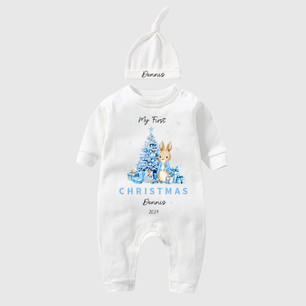 Personalized Baby First Christmas Rabbit Outfit| BBCloth1205