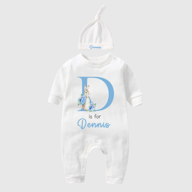 Personalized Rabbit Initial Baby Going Home Sets| BBCloth1220