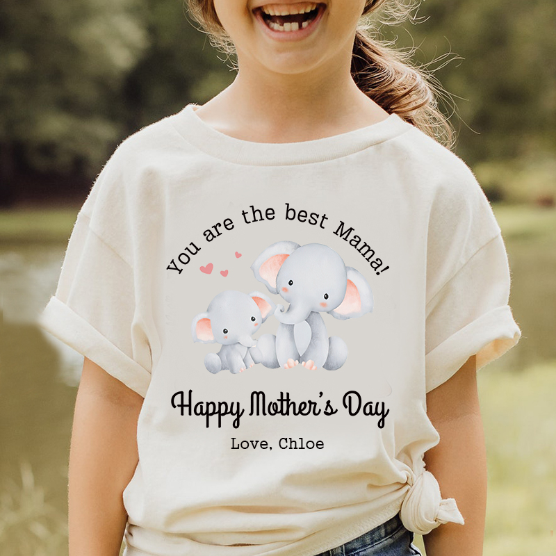 Personalized Mother’s Day  Girl Cute Elephant T-Shirt| Cloth1440