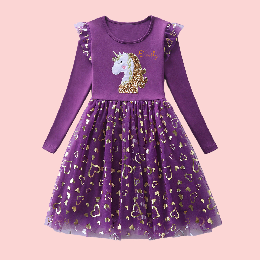 Personalized Girl Unicorn Birthday Dress| Dress09