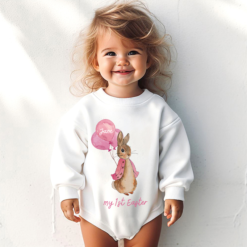 Personalized Baby's First Rabbit Sweatshirt Romper| BBcloth8202