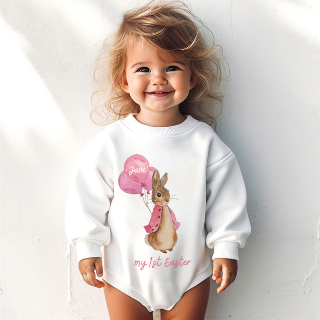 Personalized Baby's First Rabbit Sweatshirt Romper| BBcloth8202