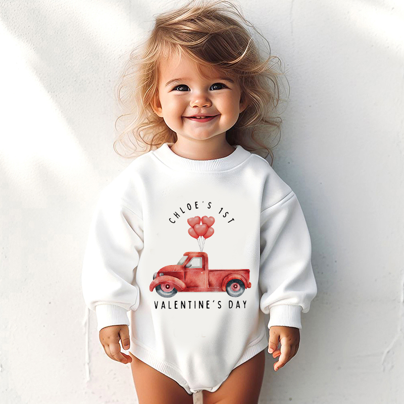 Personalized Baby First Valentines Day Sweatshirt Romper| YESVa04