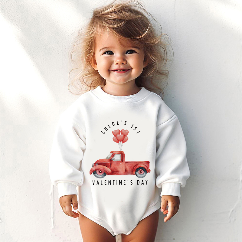 Personalized Baby First Valentines Day Sweatshirt Romper| YESVa04