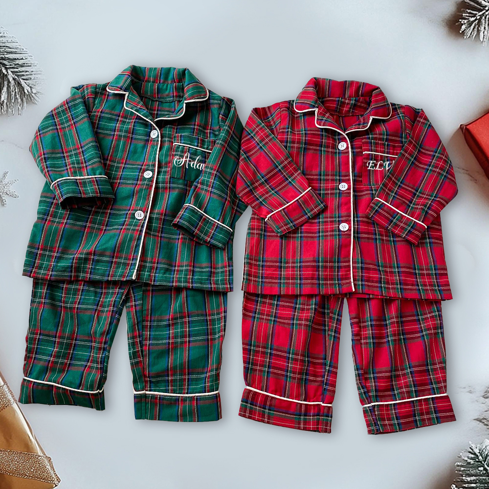 Personalized Kids Siblings Matching Plaid Pajamas| YESMC31