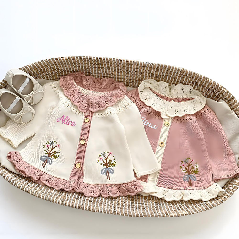 Personalized Baby Girl Vintage Flower Cardigan| BBcloth114